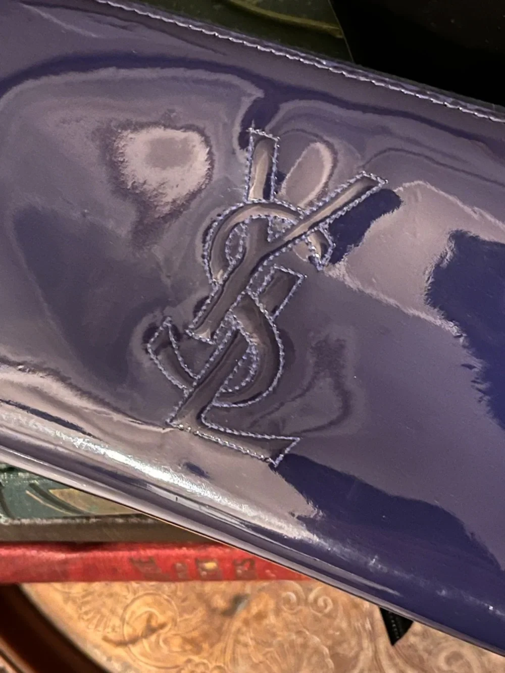 Authentic Yves Saint Laurent Navy Patent Leather Wallet - Picture 2 of 9